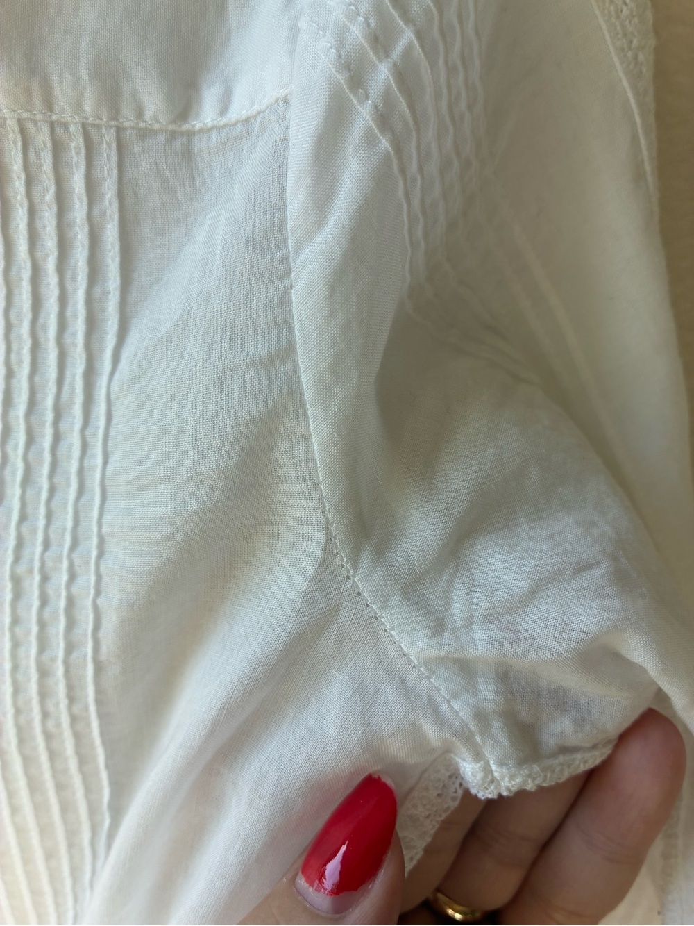 Theory 100% Cotton Pintuck Lace Victorian Blouse in White (Size: XSP) - Picture 12 of 14